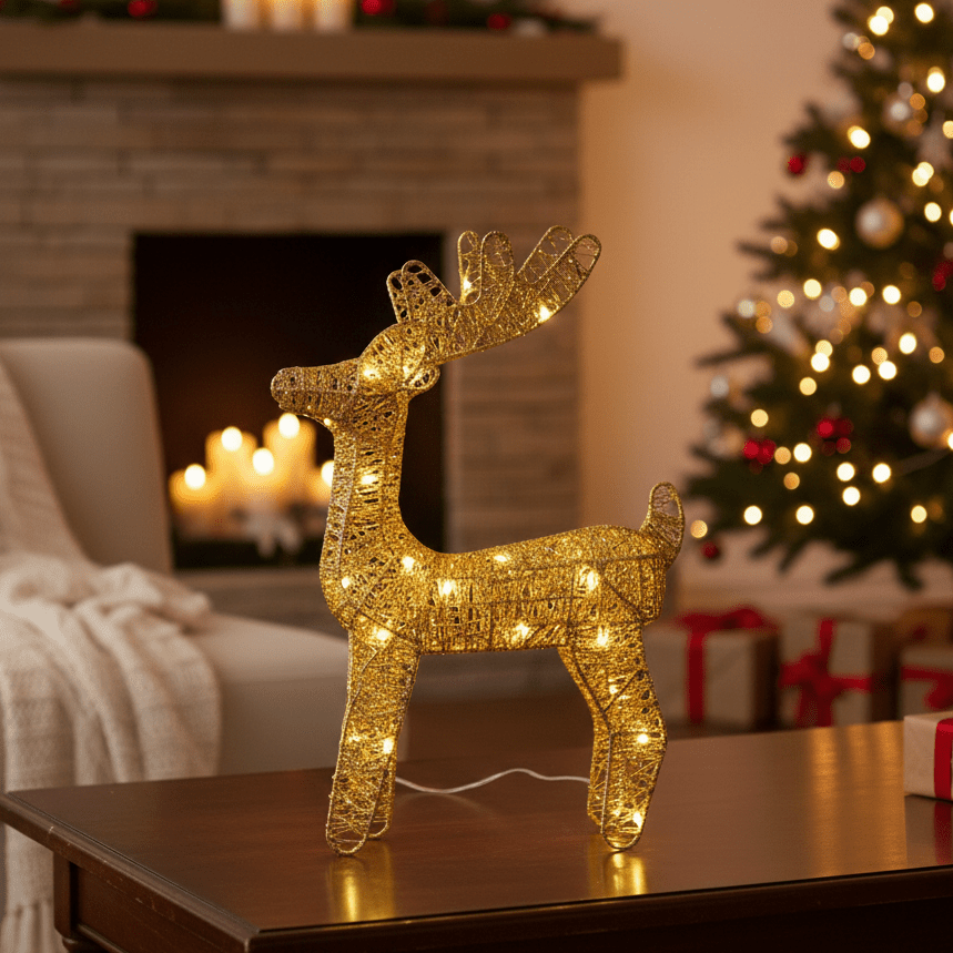 Golden Glitter Reindeer Christmas - Memories Insite